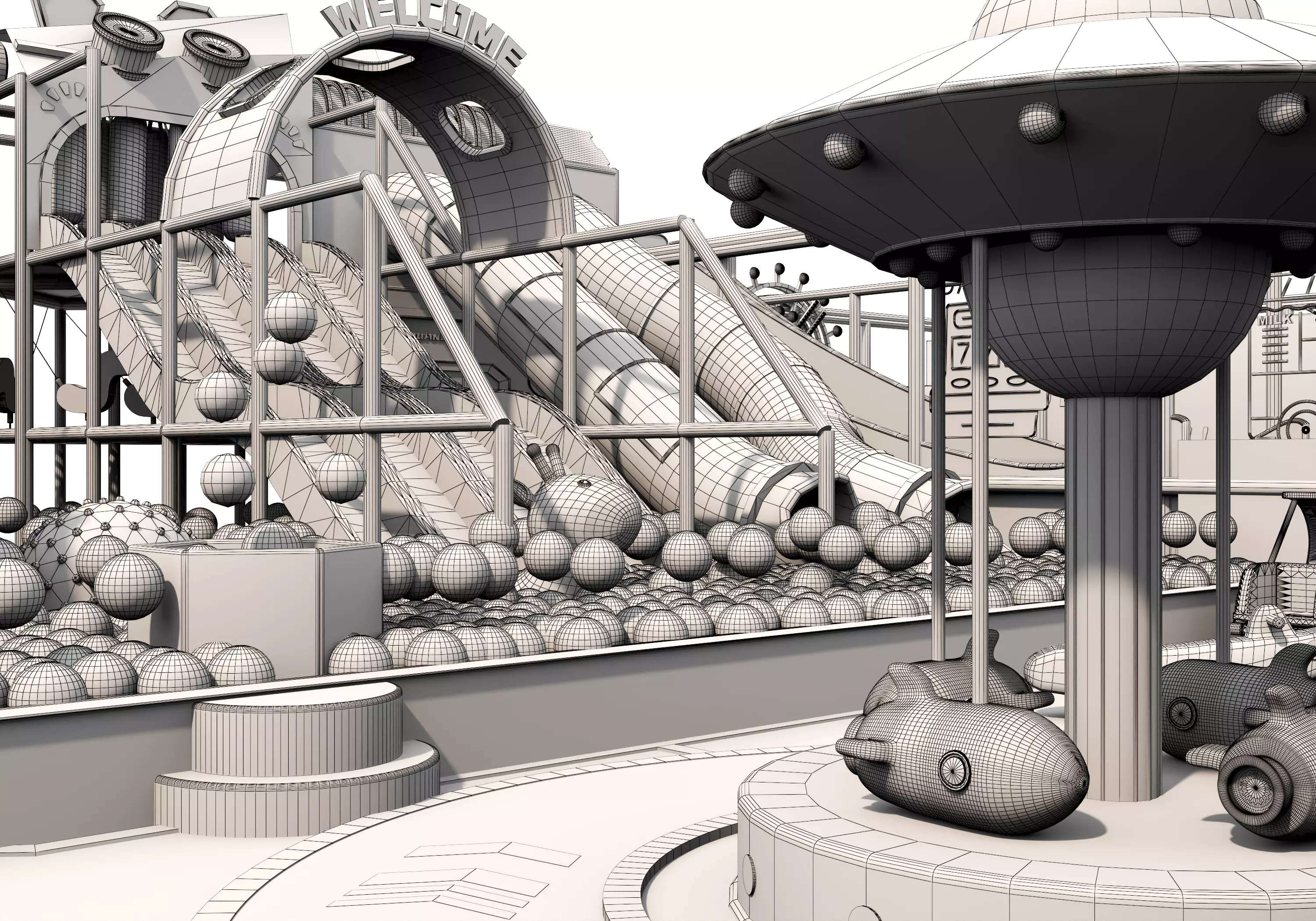 Children playground 03 Low-poly 3D model_29