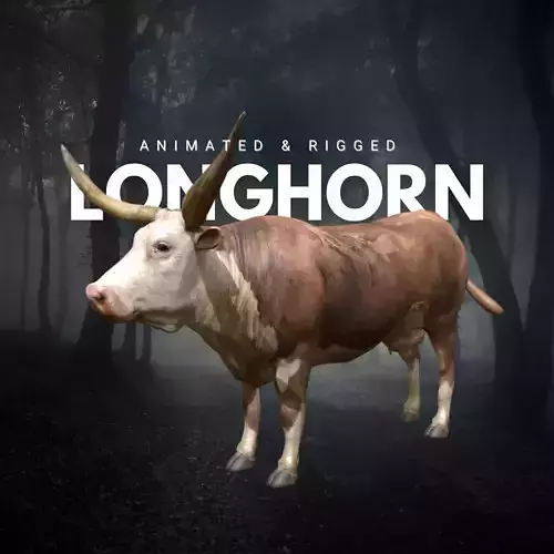 Longhorn Cow Animated and Rigged 3D model