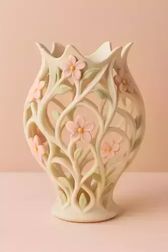 Floral Lattice Vase Organic 3D Print Design