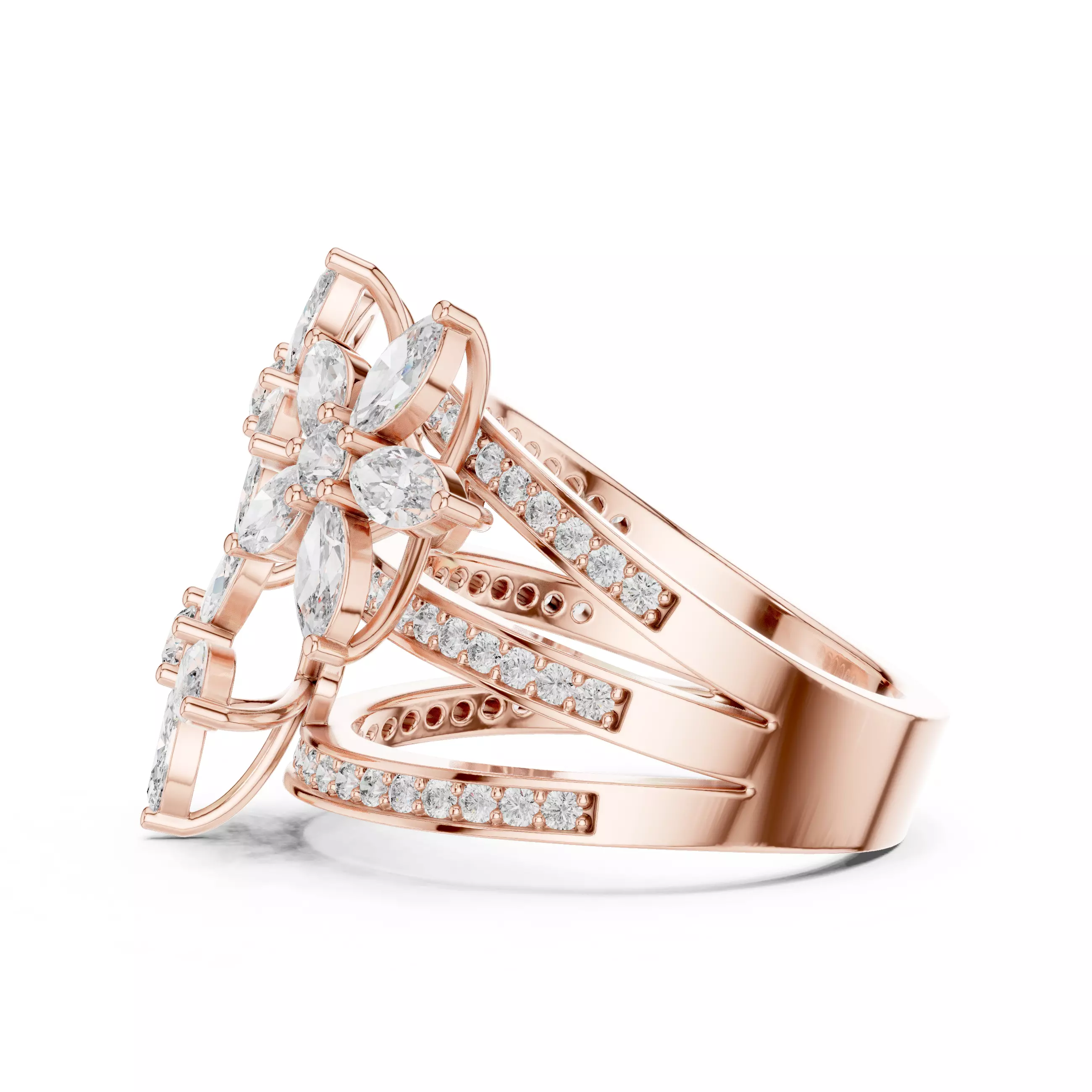 Marquise  Diamond Solitaire Ring 3D print model_1