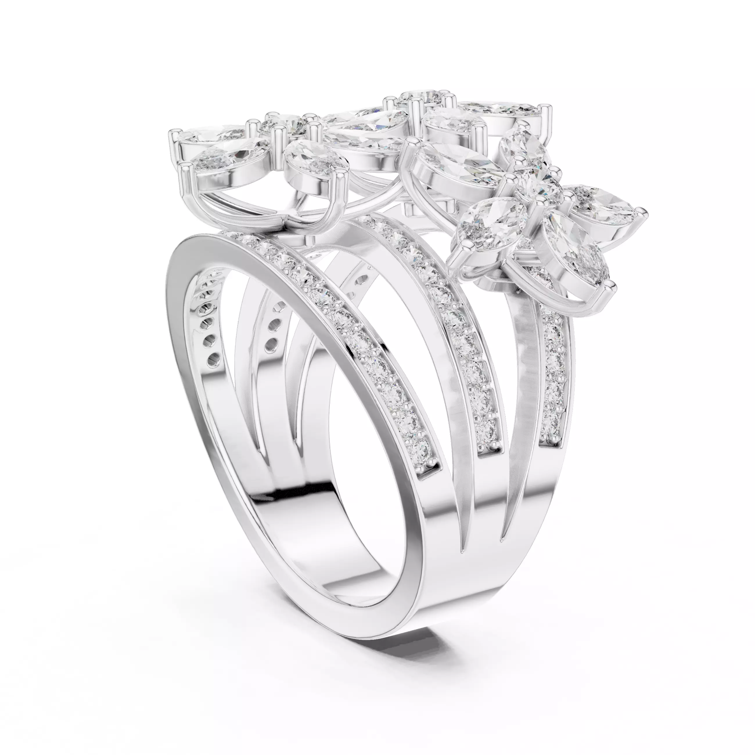 Marquise  Diamond Solitaire Ring 3D print model_10