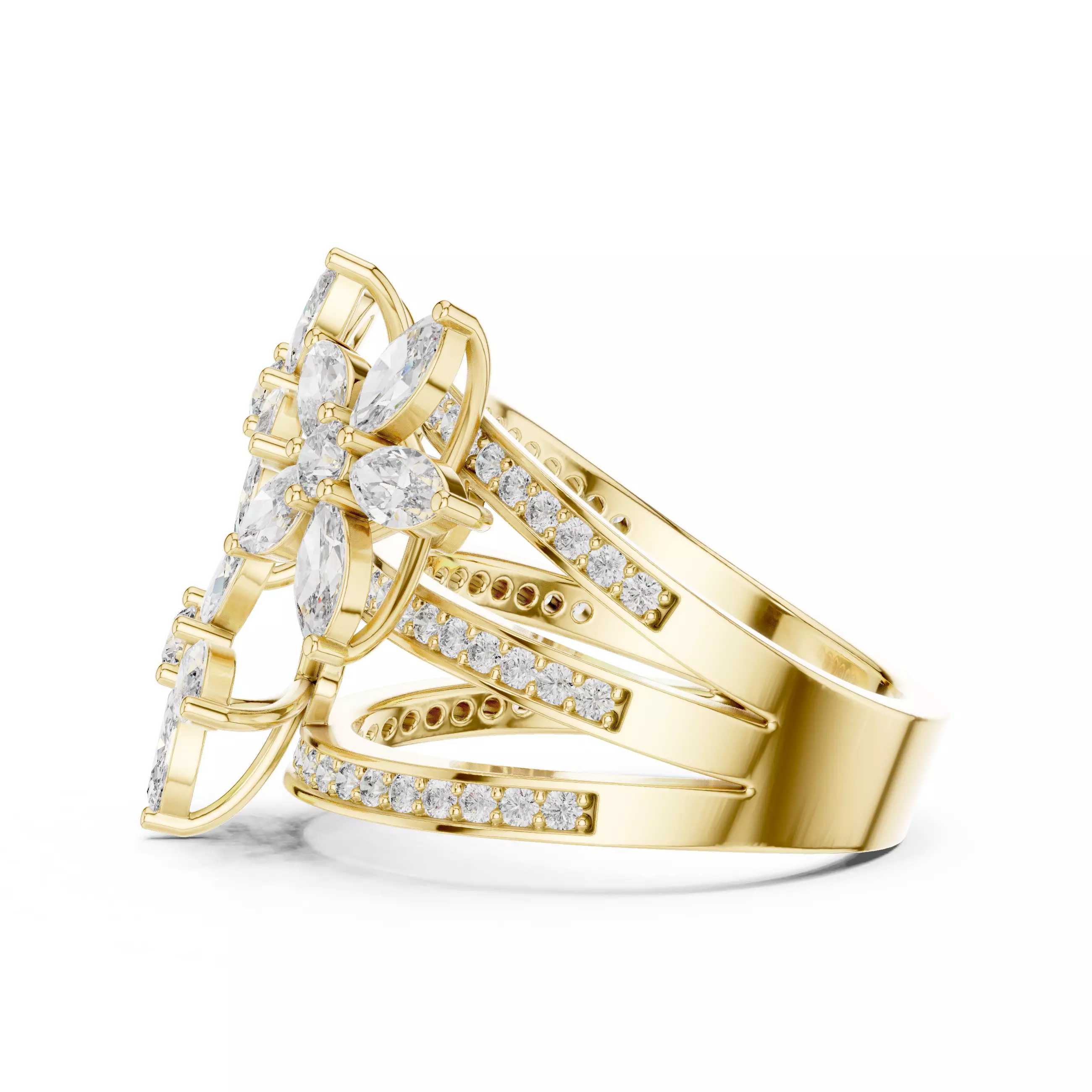 Marquise  Diamond Solitaire Ring 3D print model_6