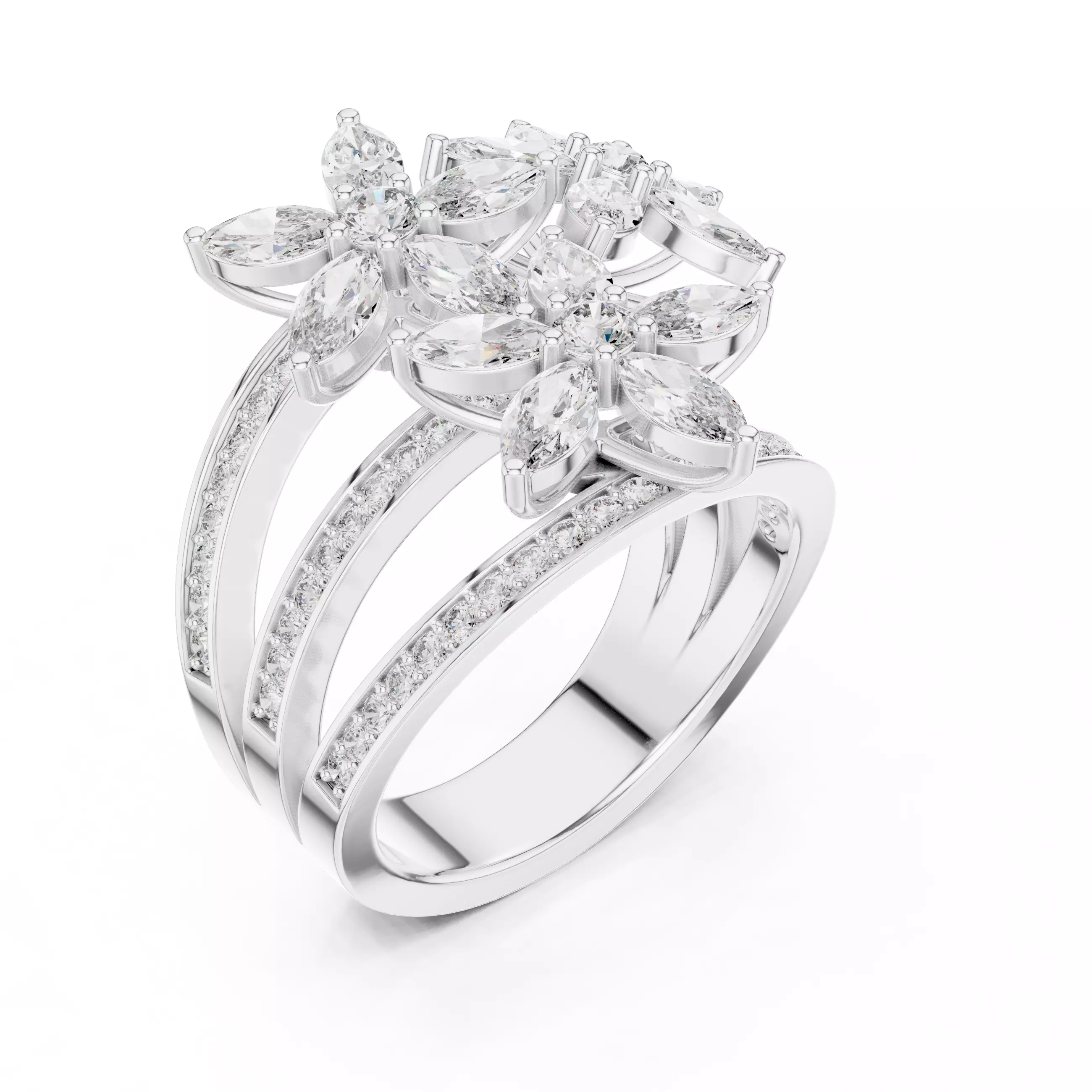 Marquise  Diamond Solitaire Ring 3D print model_11
