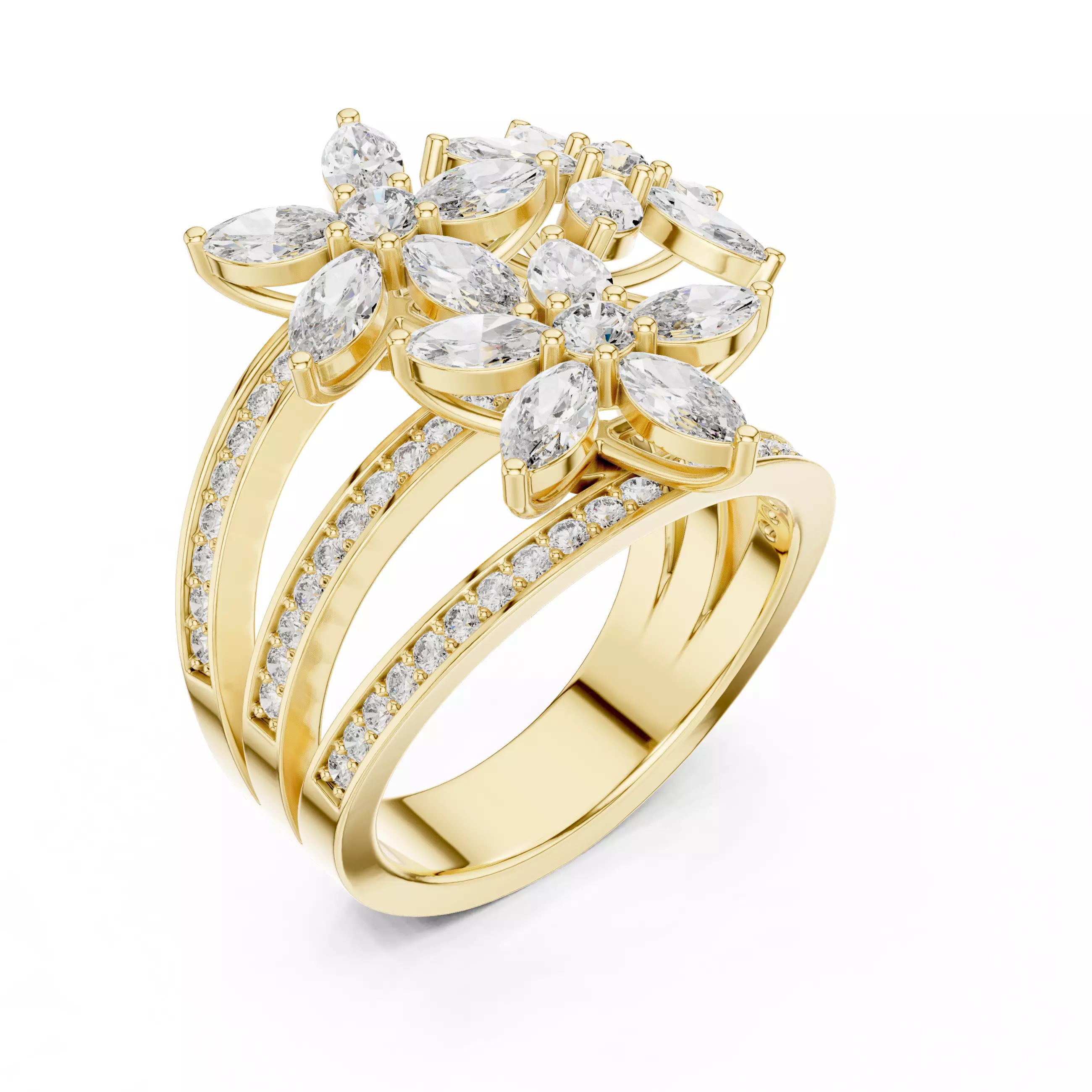 Marquise  Diamond Solitaire Ring 3D print model_13