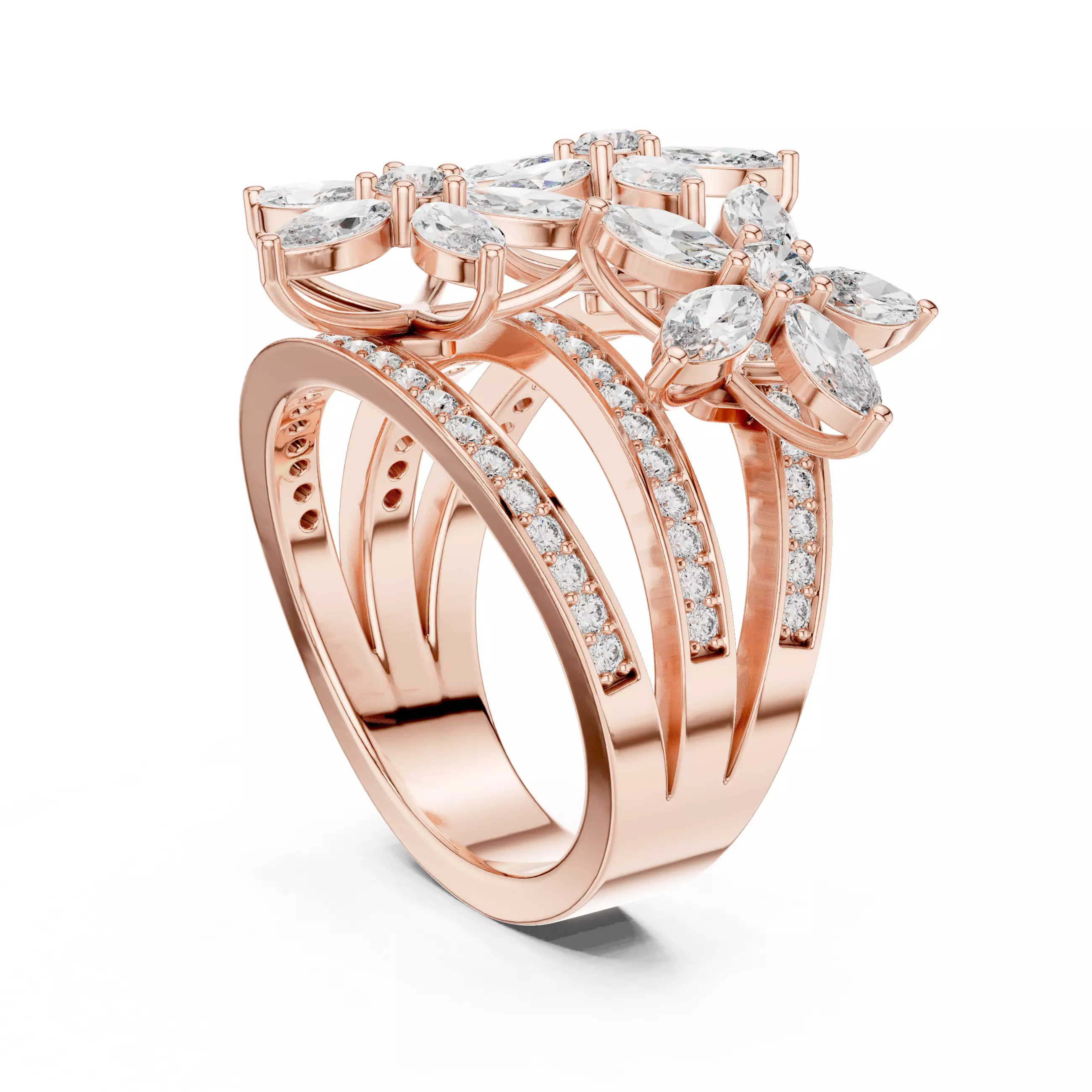 Marquise  Diamond Solitaire Ring 3D print model_2