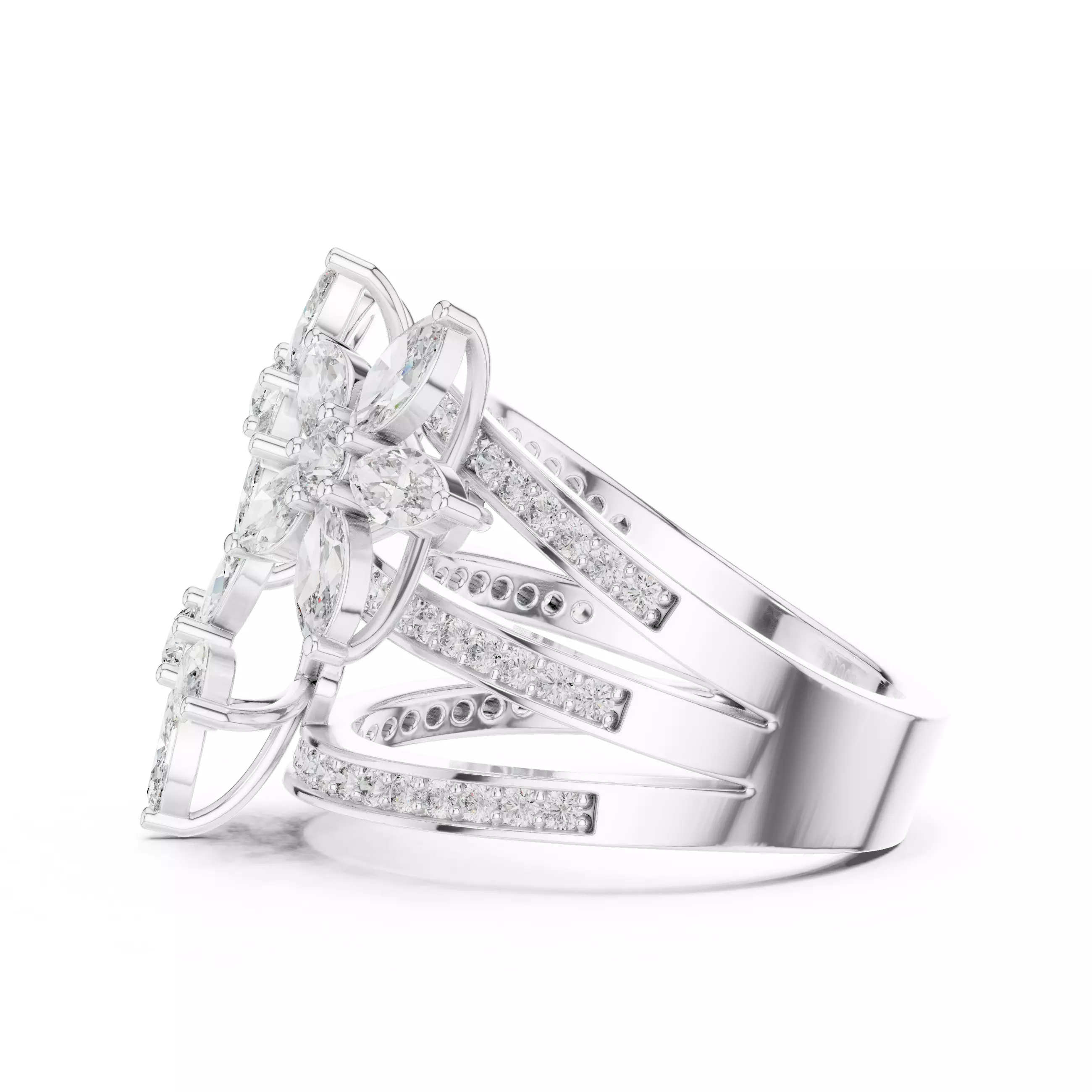 Marquise  Diamond Solitaire Ring 3D print model_4