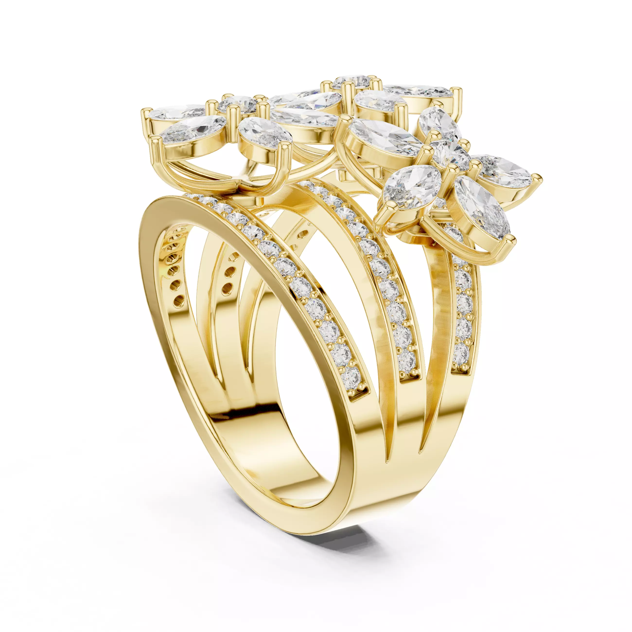 Marquise  Diamond Solitaire Ring 3D print model_12