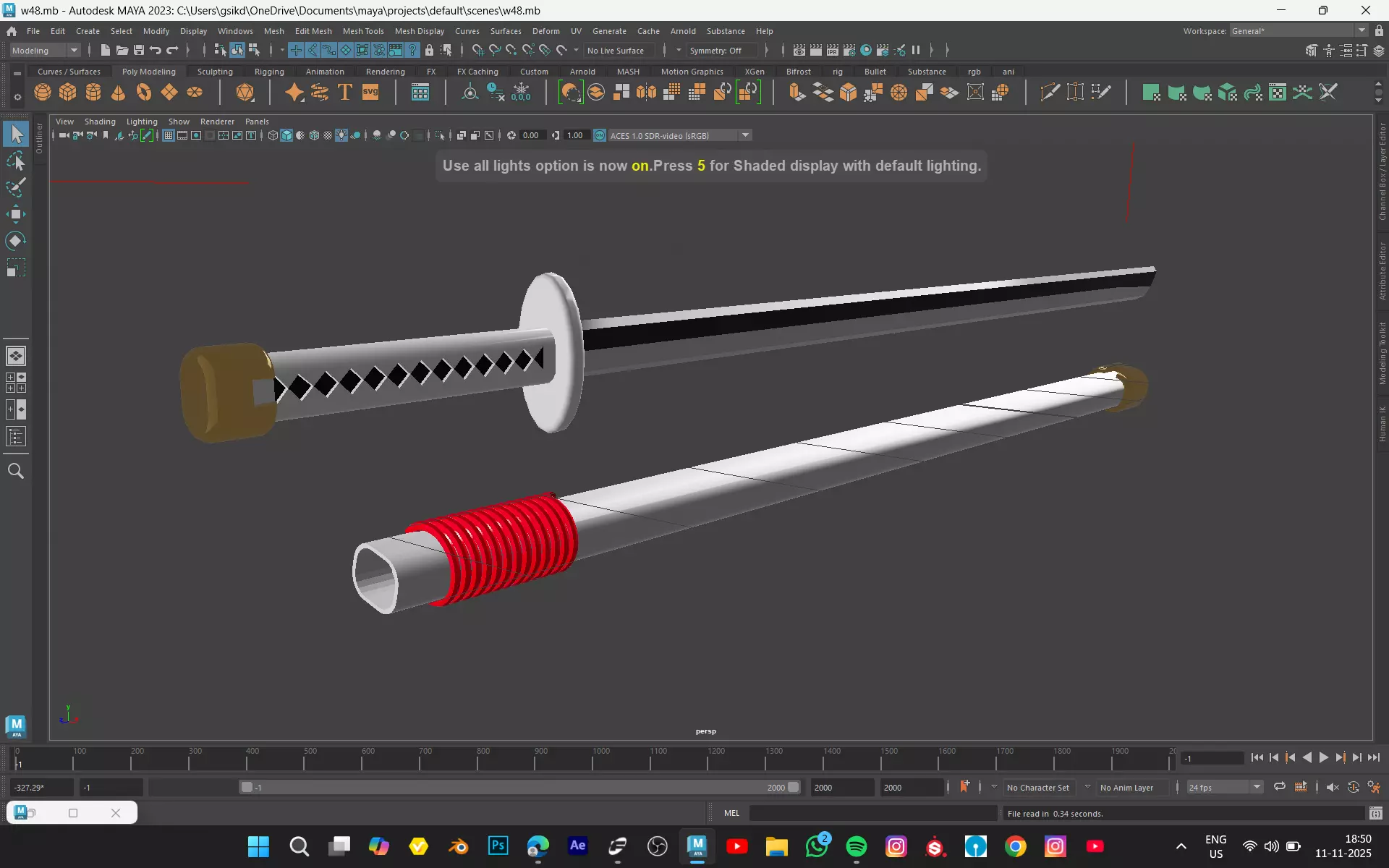 Kikoku law sword from ONEPIECE Low-poly 3D model_3