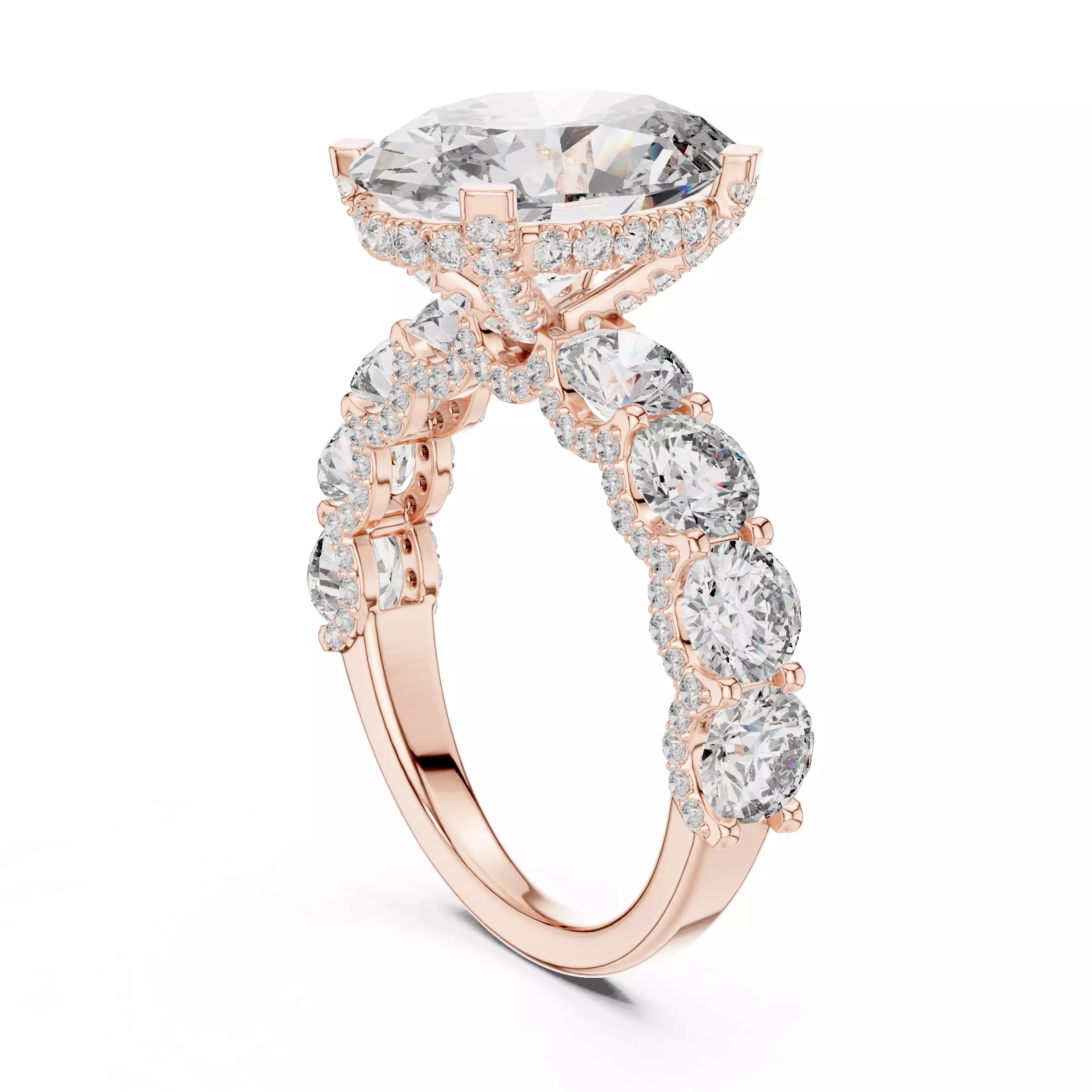 Oval Diamond Solitaire Ring 3D print model_2
