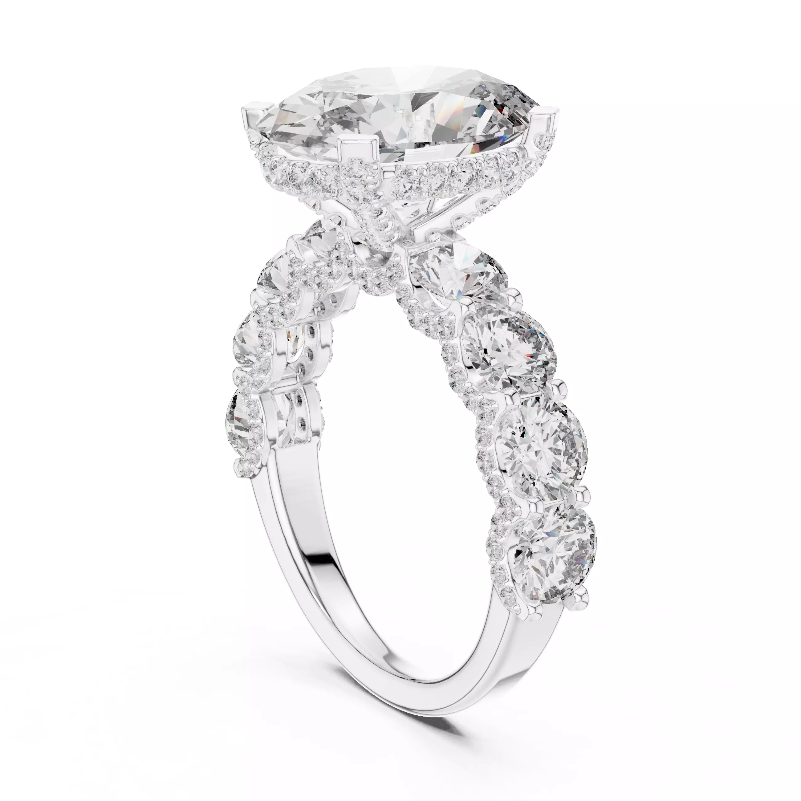 Oval Diamond Solitaire Ring 3D print model_10
