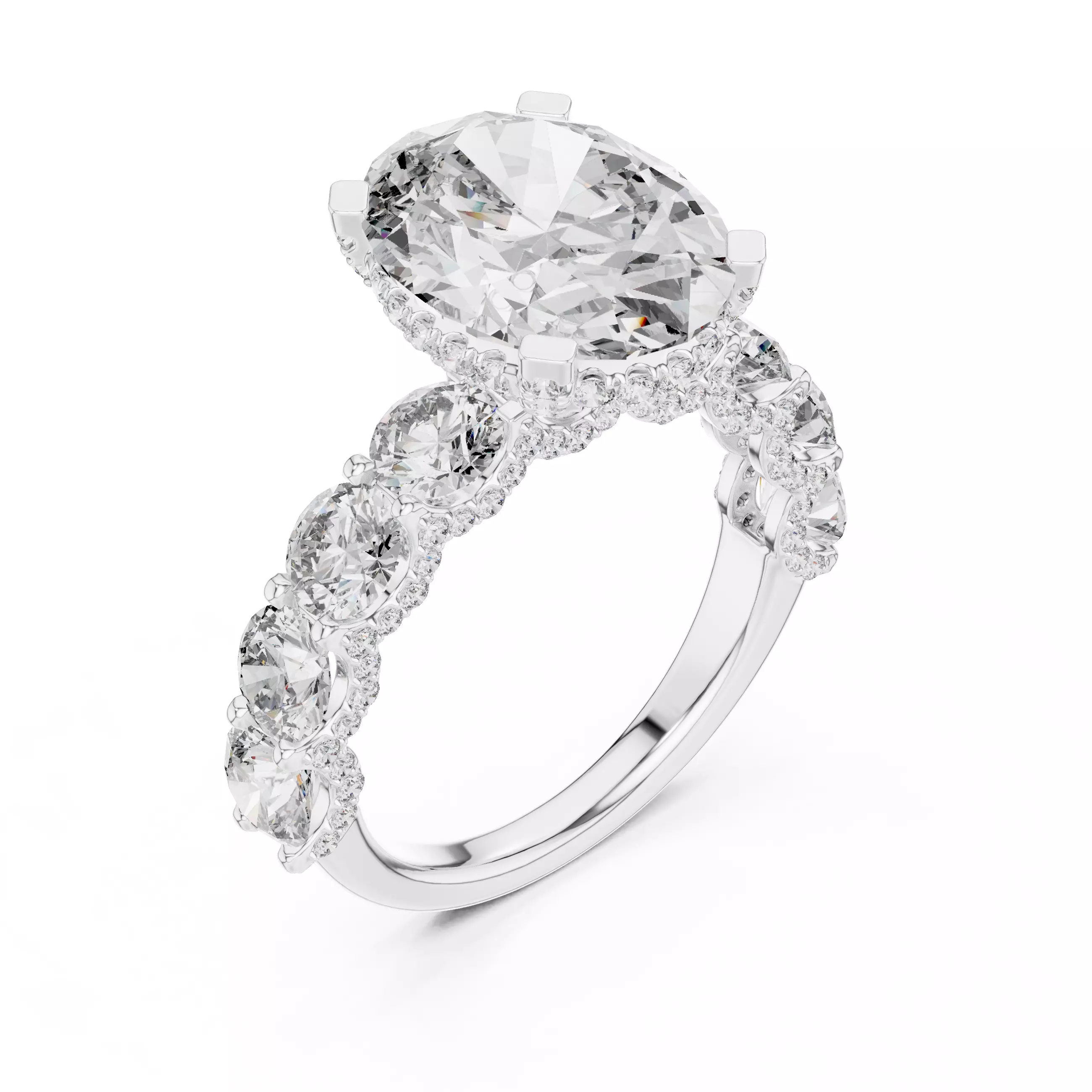 Oval Diamond Solitaire Ring 3D print model_11