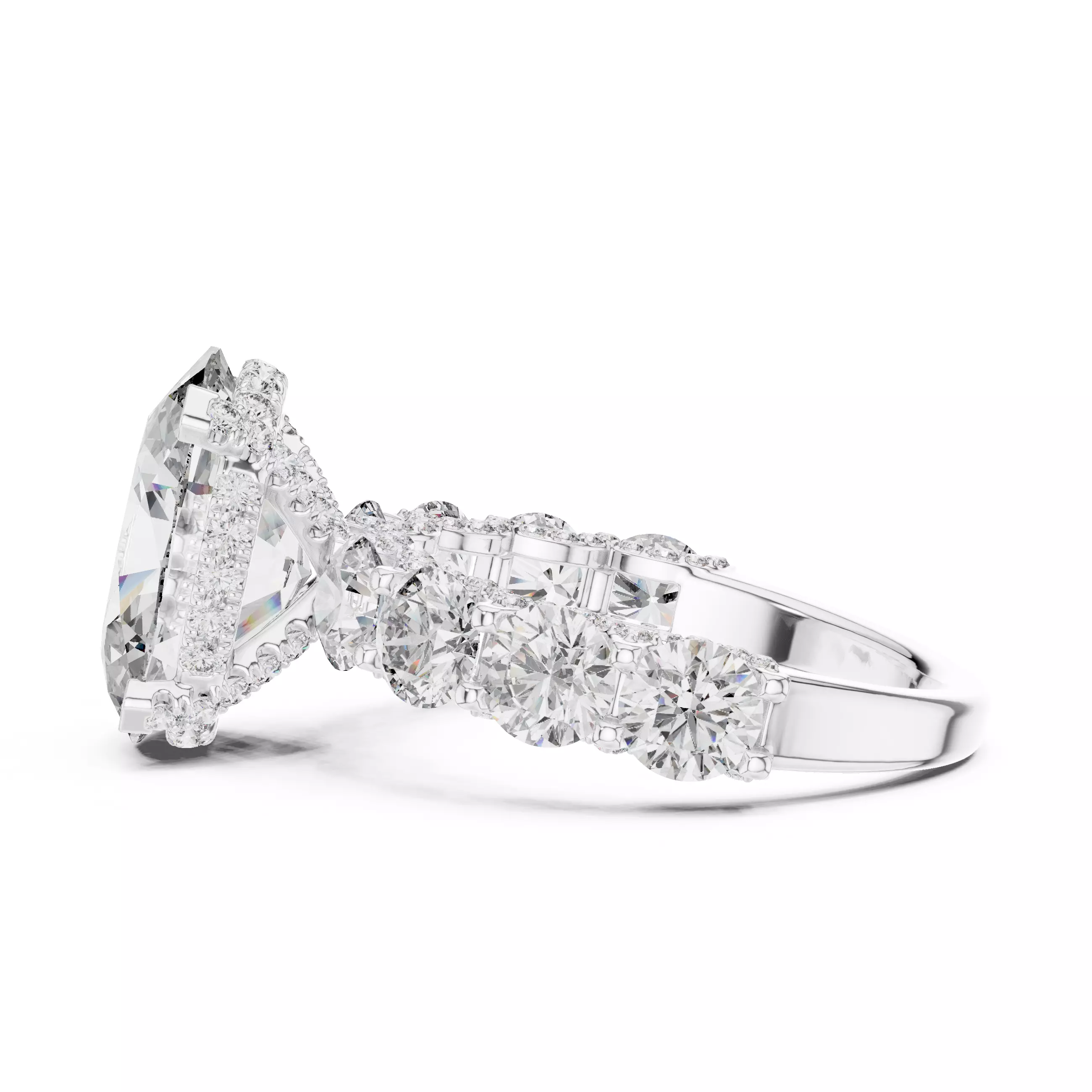 Oval Diamond Solitaire Ring 3D print model_4