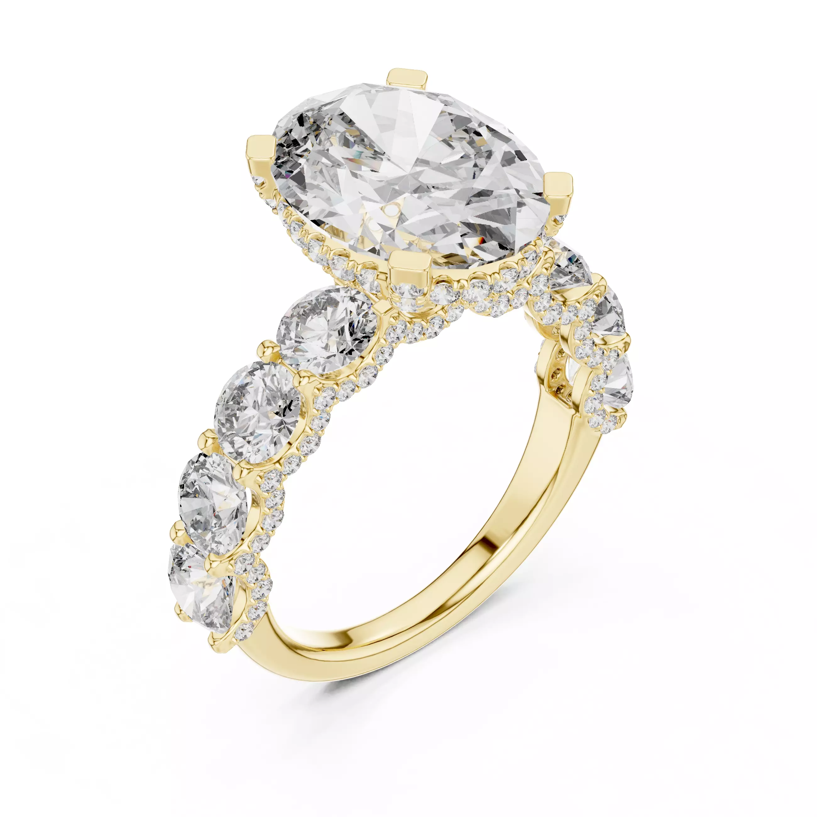 Oval Diamond Solitaire Ring 3D print model_13