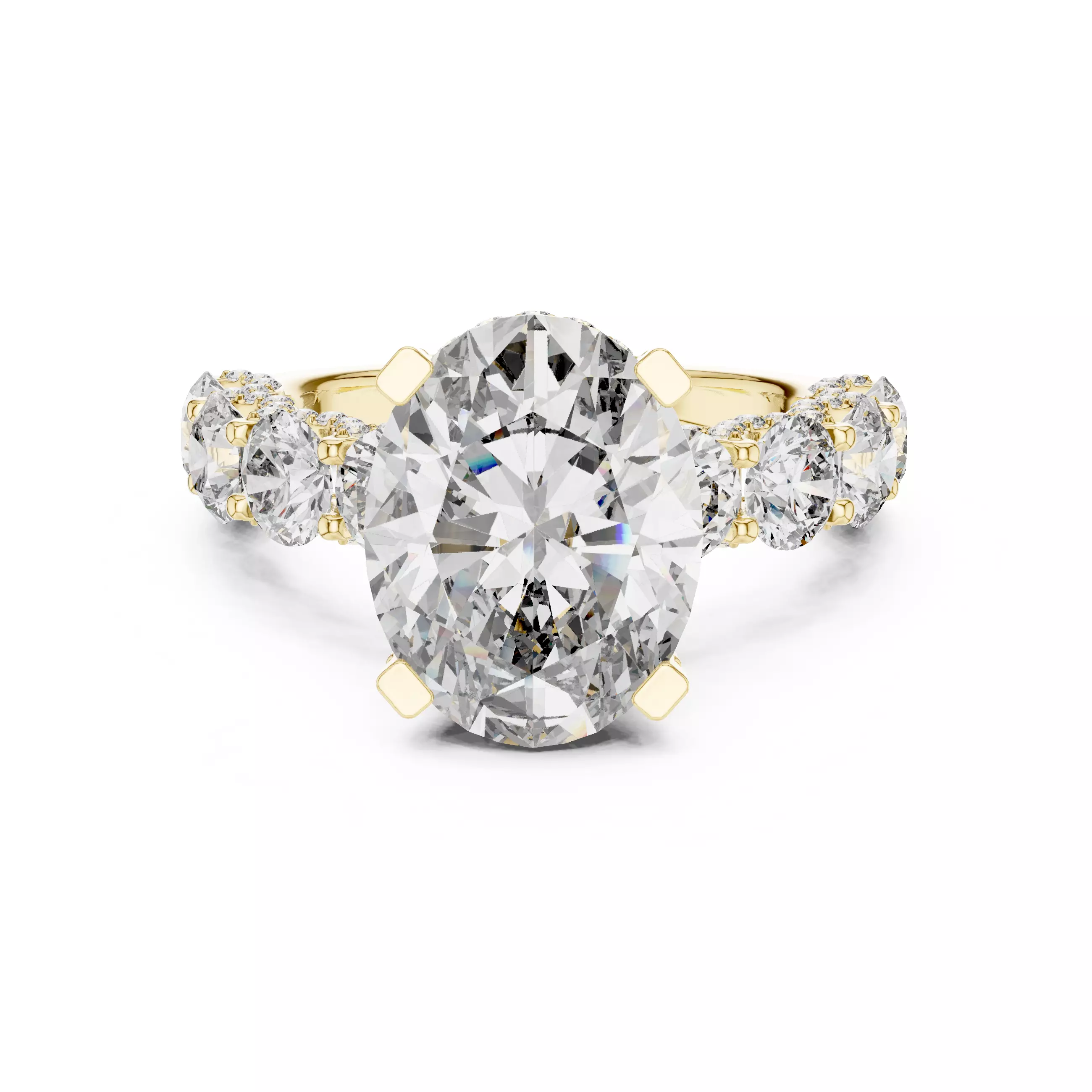 Oval Diamond Solitaire Ring 3D print model_7
