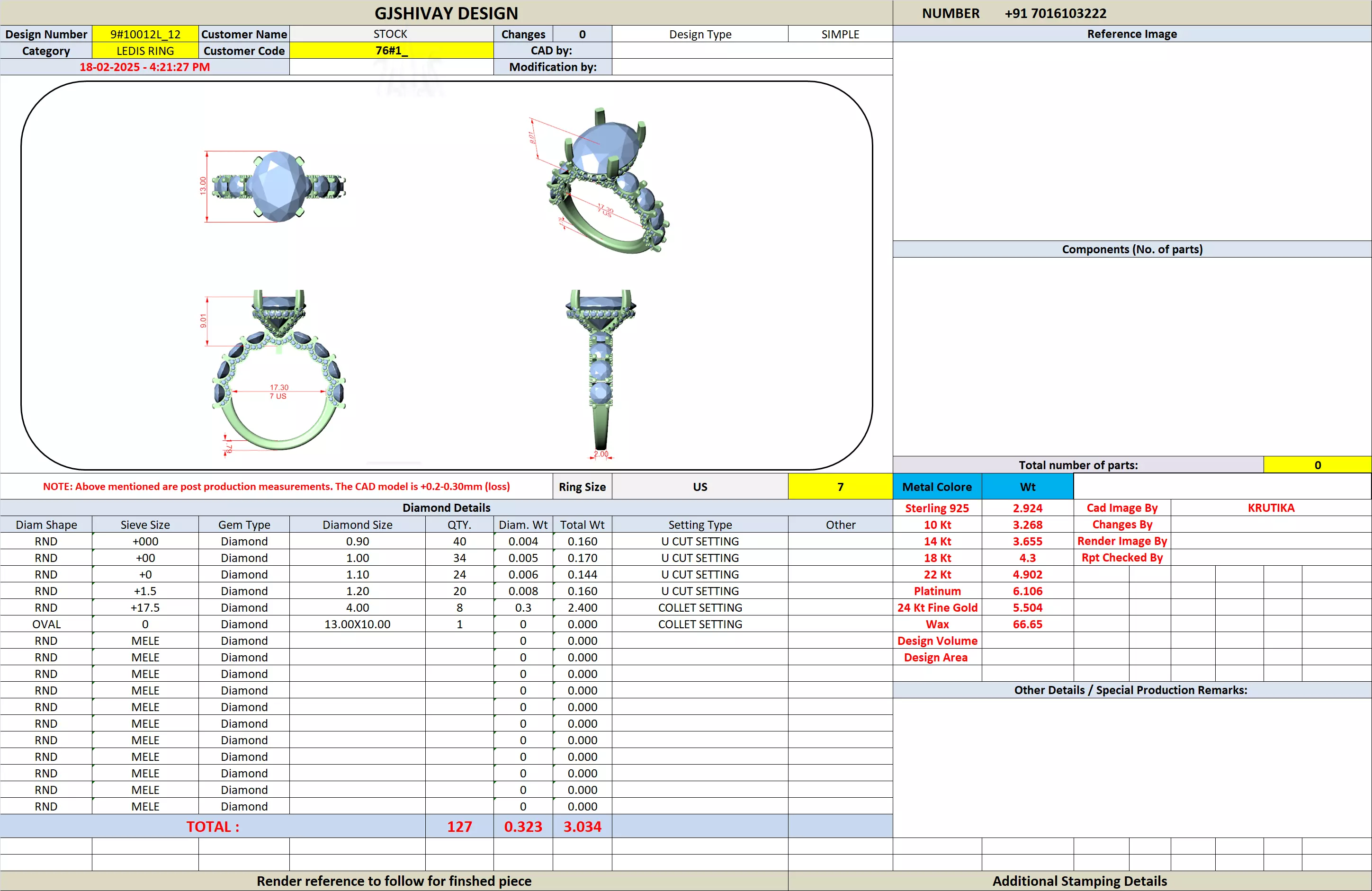 Oval Diamond Solitaire Ring 3D print model_9