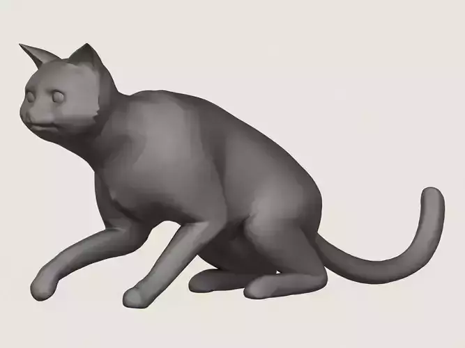 Cat Sitting Pose Print Ready 3D Model