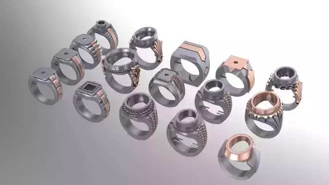 16 2pieces men signet and base ring