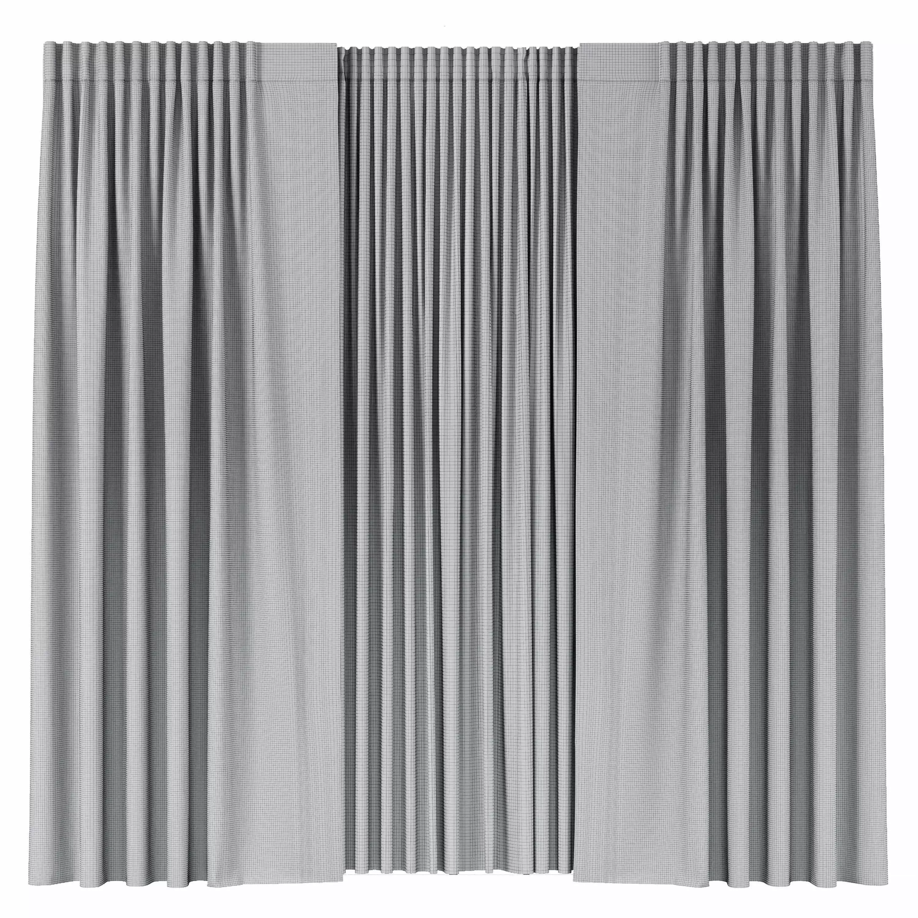 Curtain with gray stripes 64 Low-poly 3D model_6