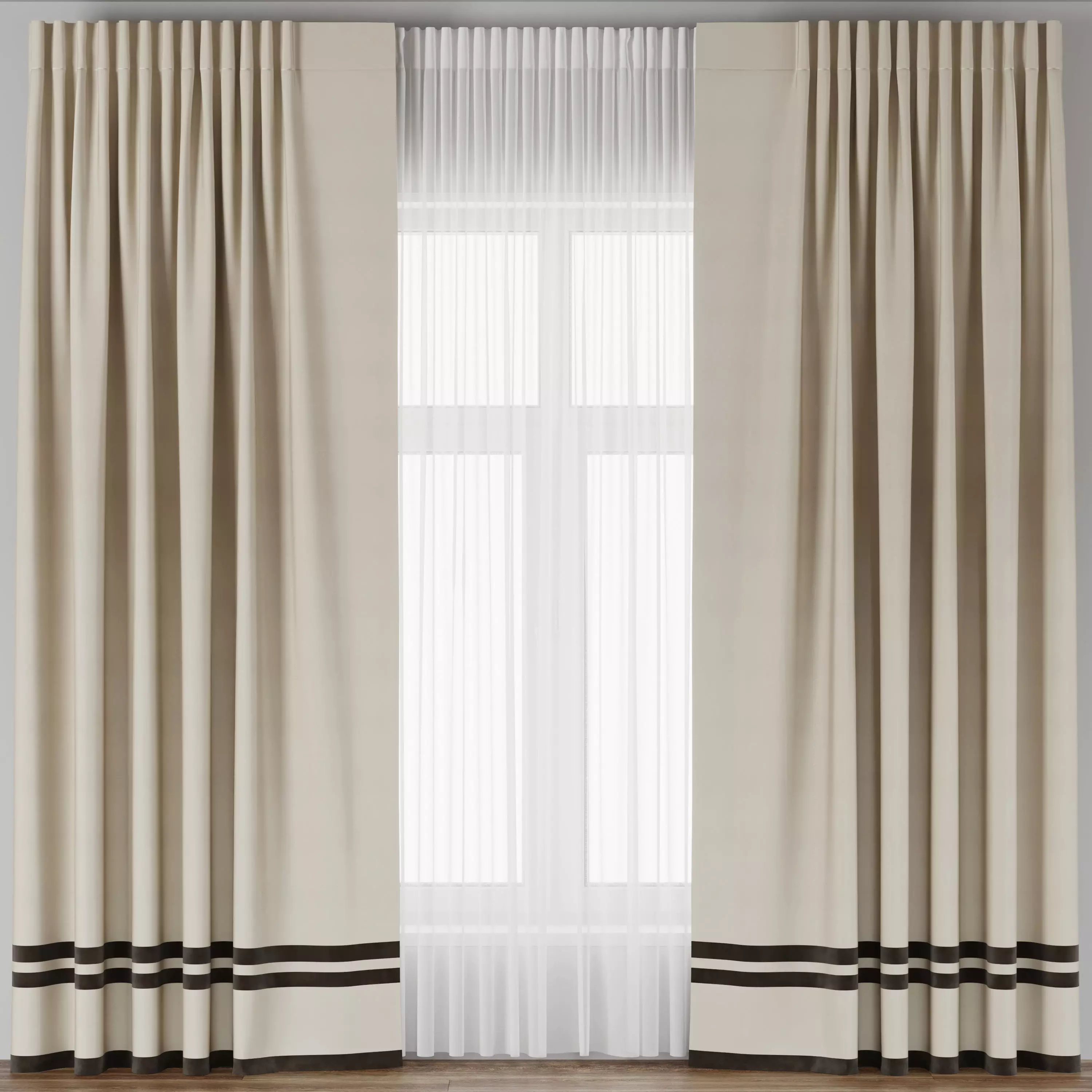 Curtain with gray stripes 64 Low-poly 3D model_0