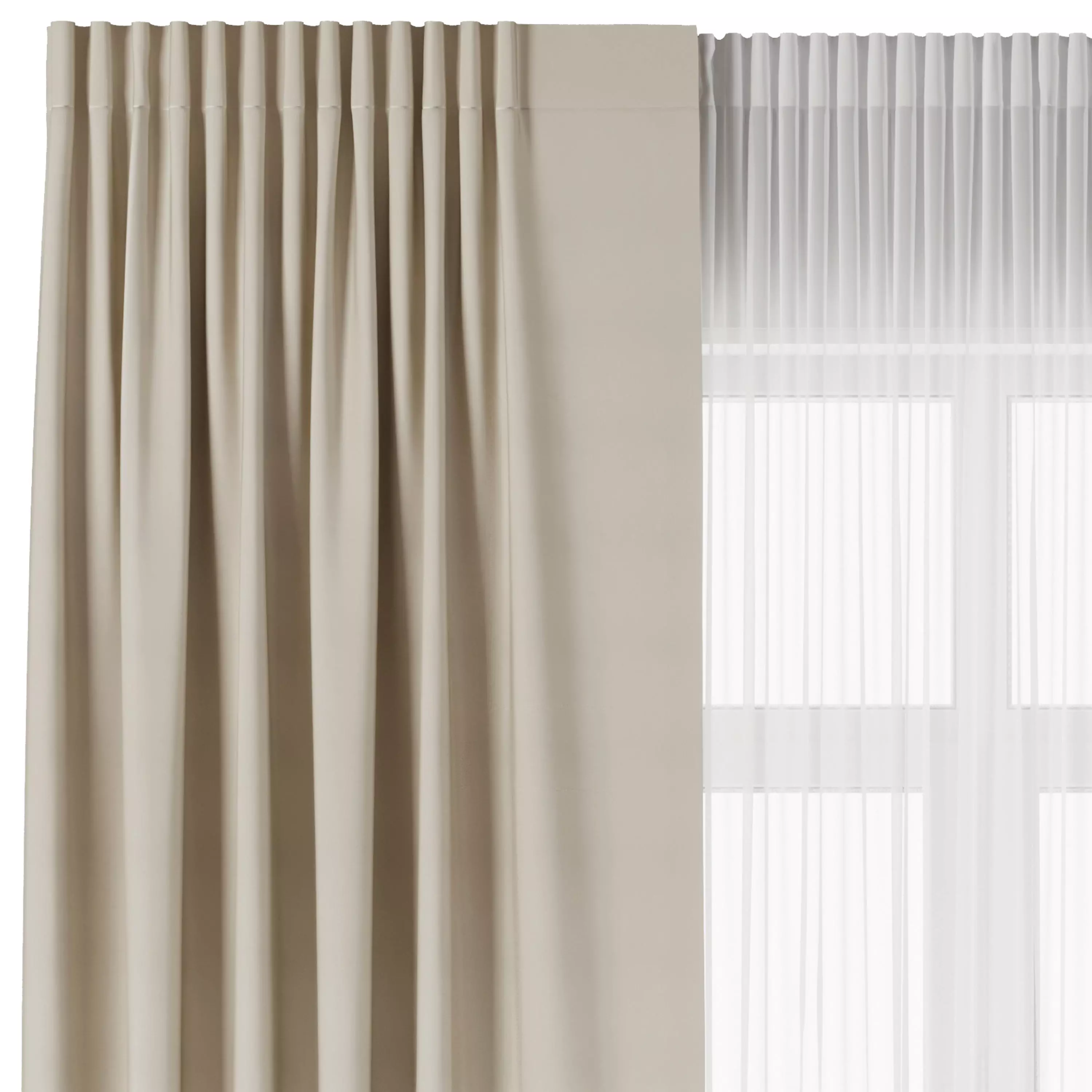 Curtain with gray stripes 64 Low-poly 3D model_3