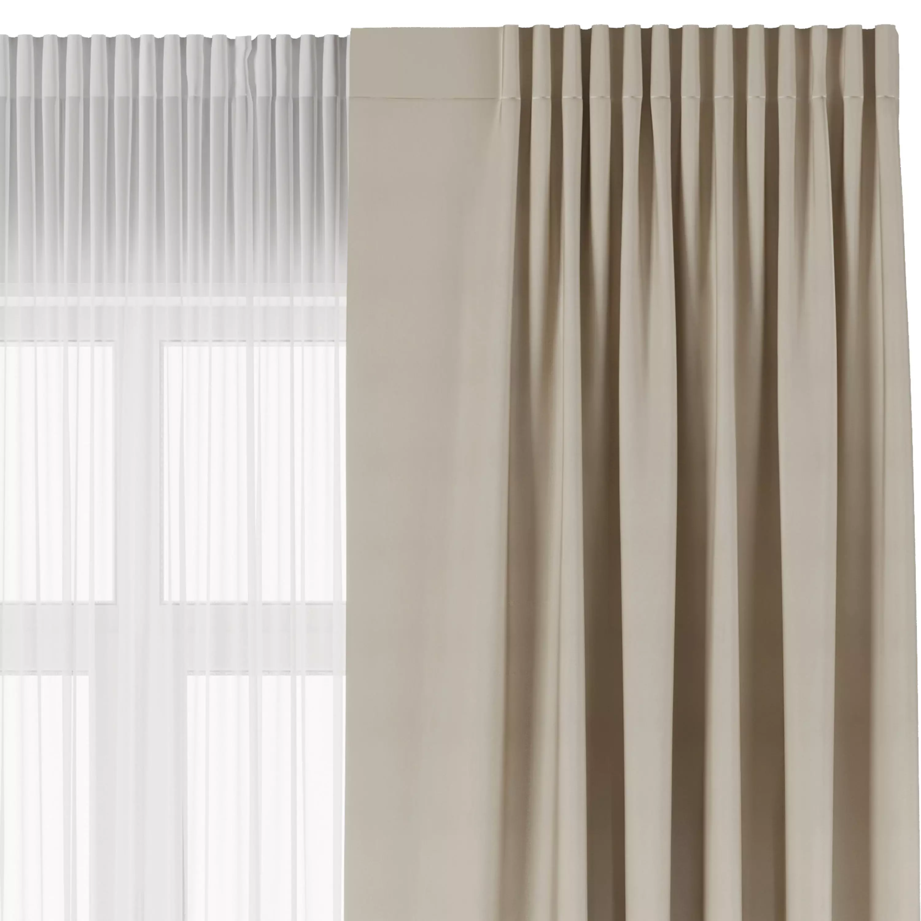 Curtain with gray stripes 64 Low-poly 3D model_5