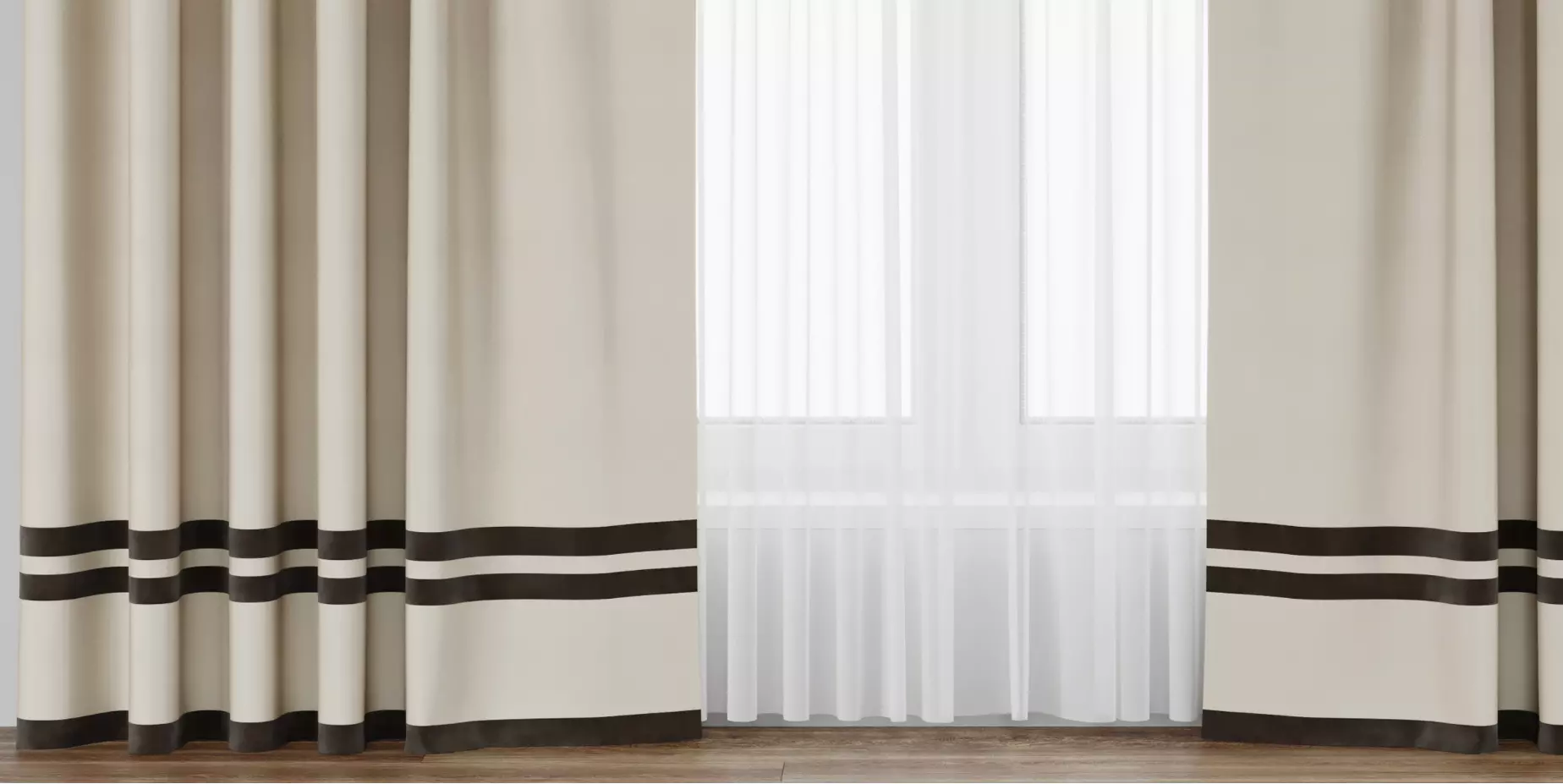 Curtain with gray stripes 64 Low-poly 3D model_9