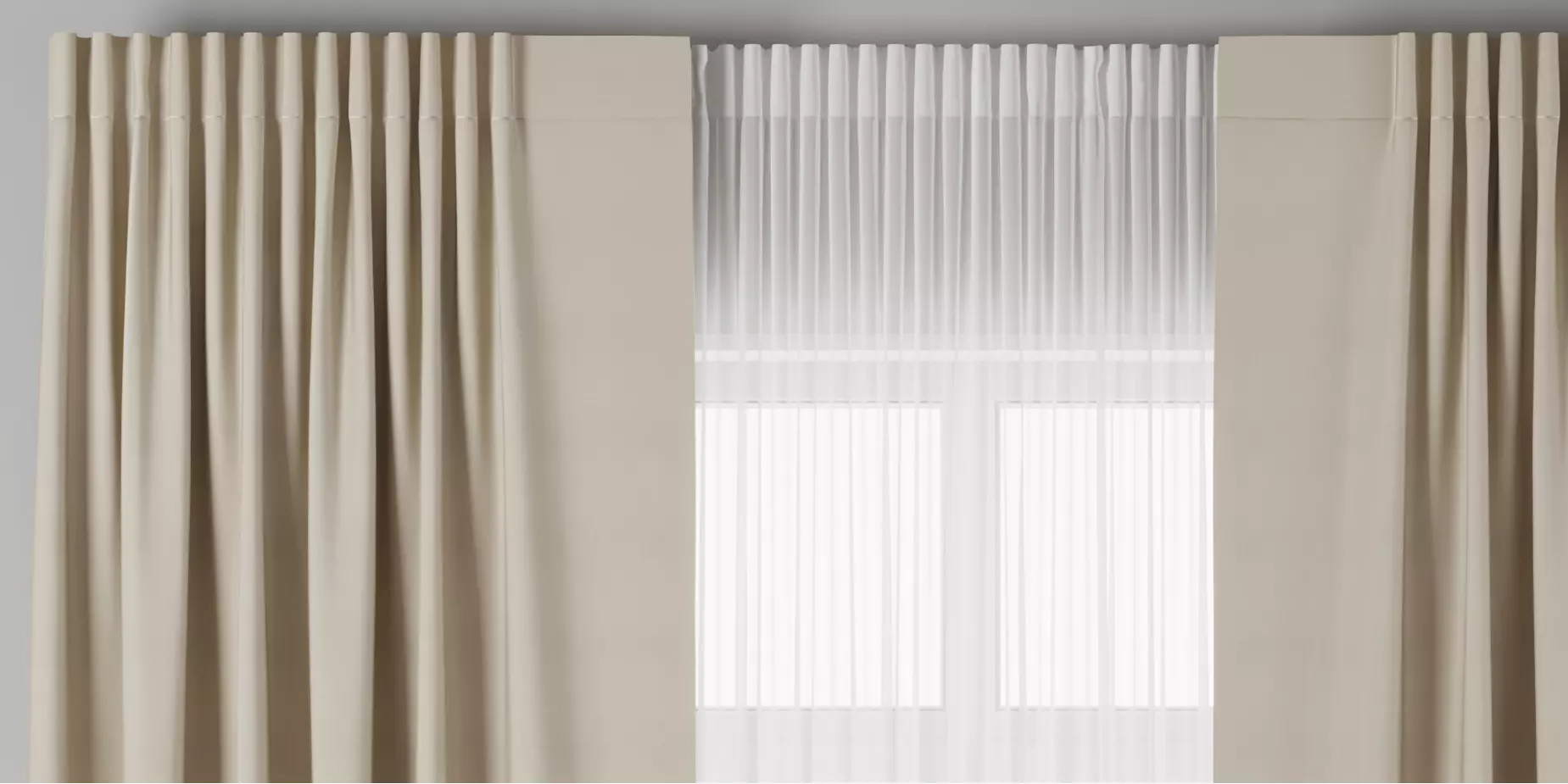 Curtain with gray stripes 64 Low-poly 3D model_7