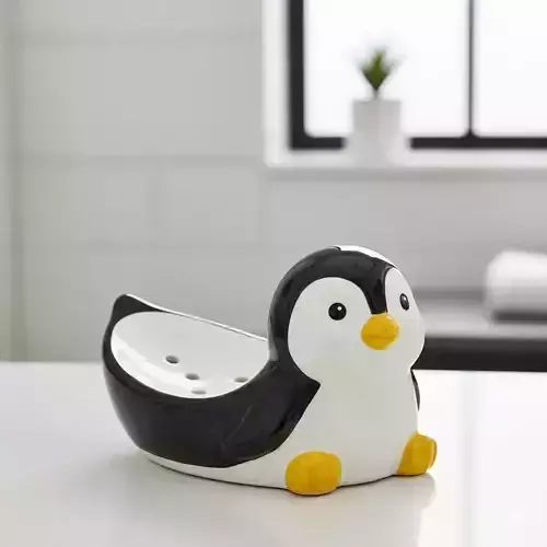 Penguin-shaped soap holder