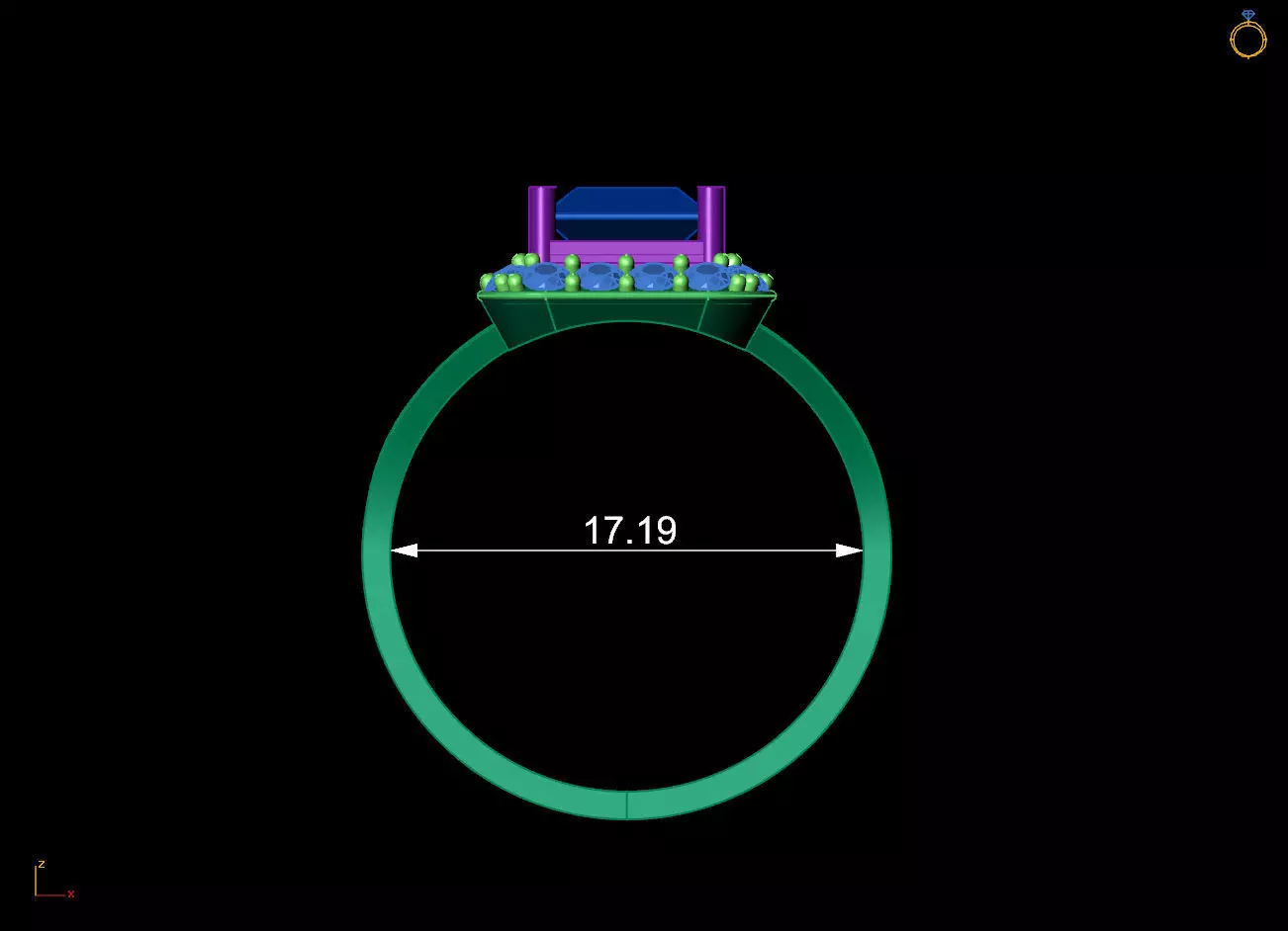 Baguette Halo Statement Ring for 3D Printing 3D print model_9