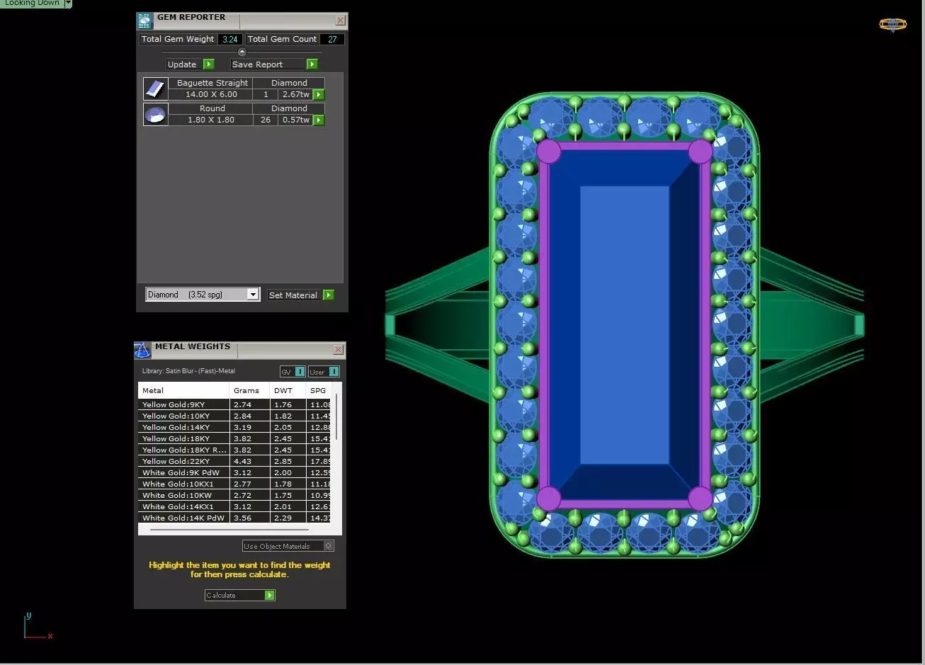 Baguette Halo Statement Ring for 3D Printing 3D print model_8