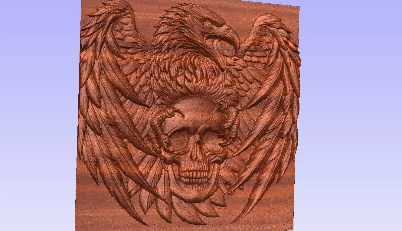 United states eagle and skull grayscale 3D print model_0