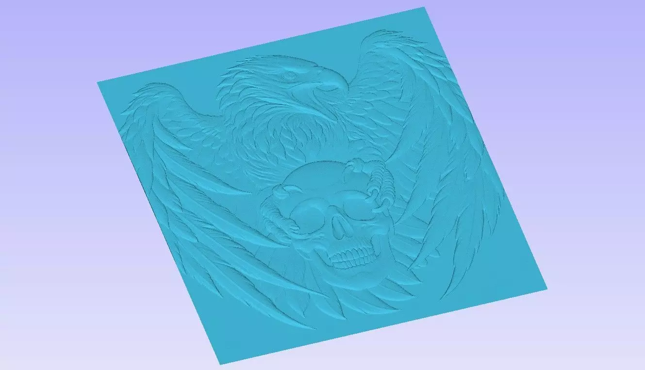 United states eagle and skull grayscale 3D print model_1