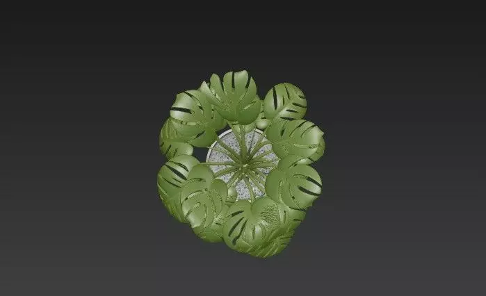 Swiss Cheese Plant with Modern Geometric Planter - Stand 3D model_11