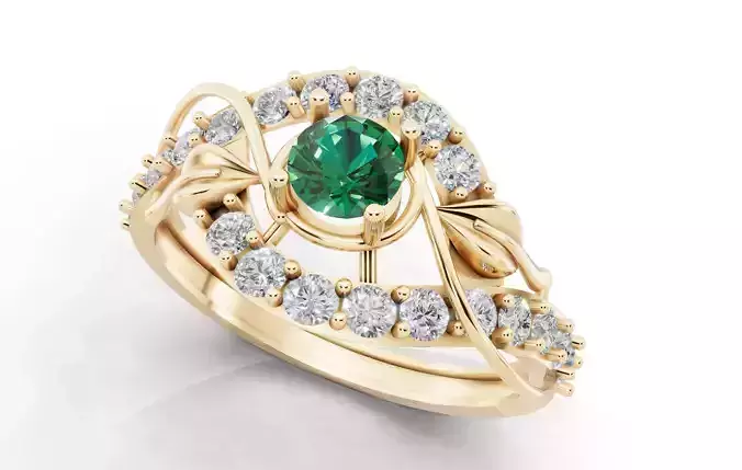 Organic Vine and Leaf Ring Nature Inspired Cad Design