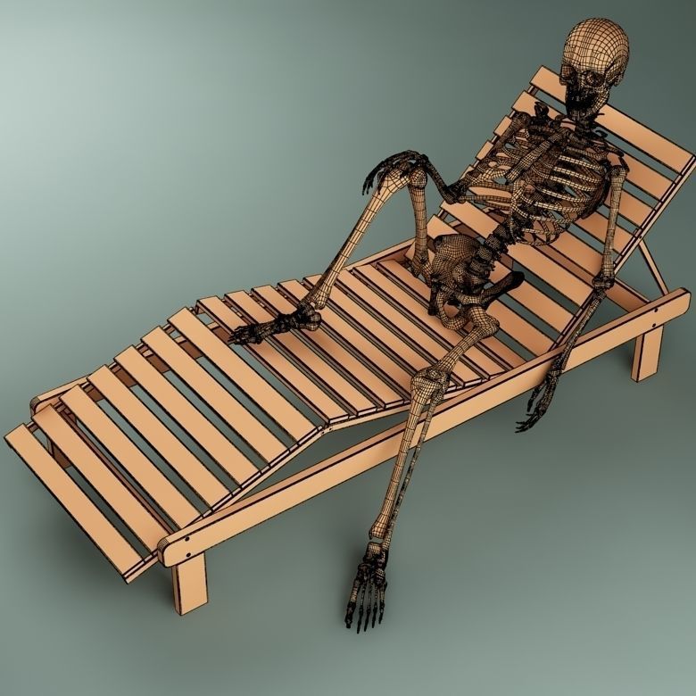 Skeleton on sunbed 3D model_6