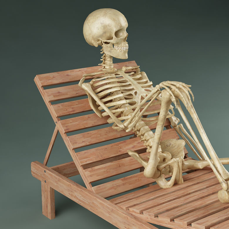 Skeleton on sunbed 3D model_2