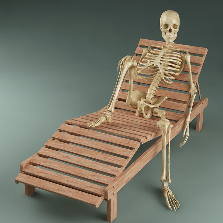 Skeleton on sunbed 3D model_1