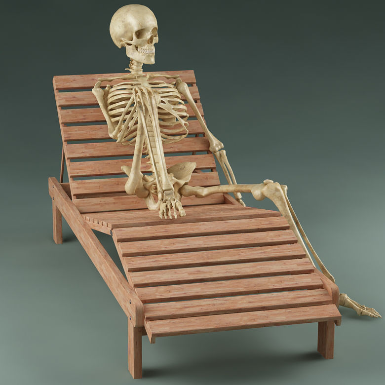 Skeleton on sunbed 3D model_4