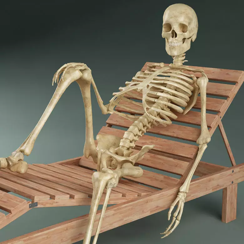 Skeleton on sunbed 3D model_0