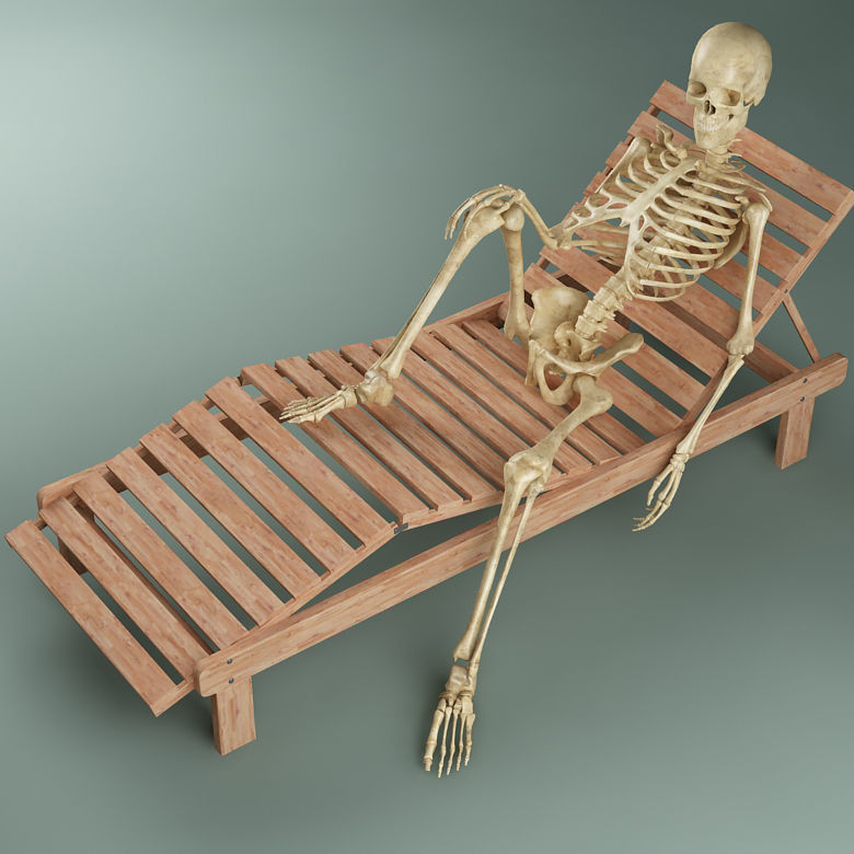 Skeleton on sunbed 3D model_5