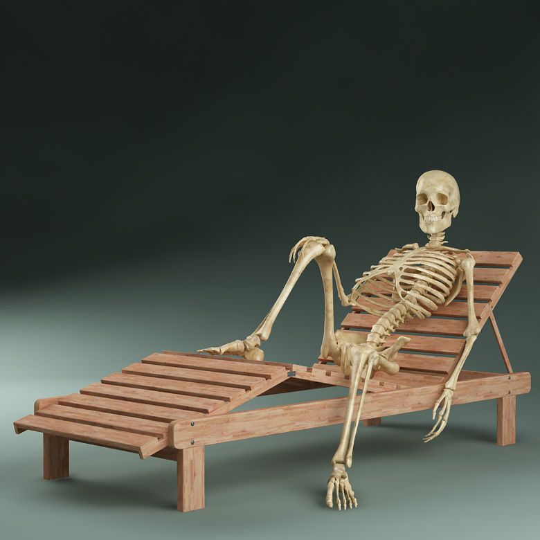 Skeleton on sunbed 3D model_3