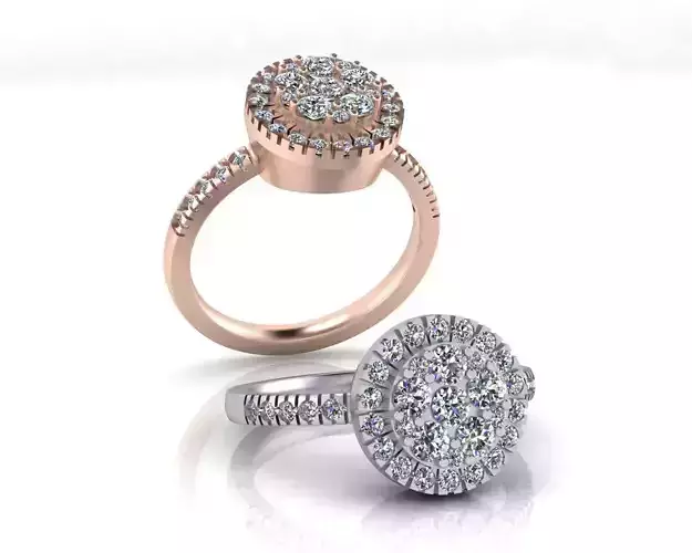 flower setting halo micro setting jewelry ring