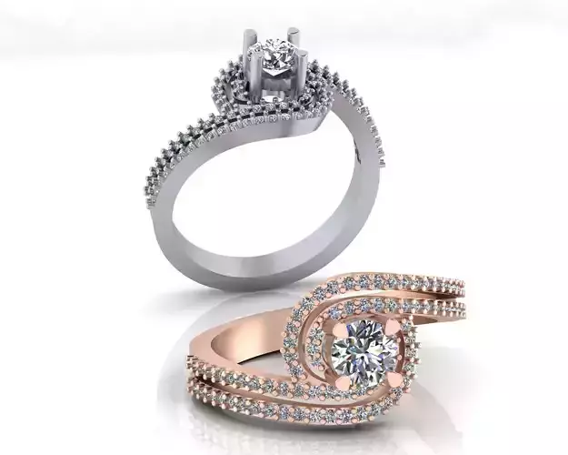 bypass pave setting solitaire jewelry ring