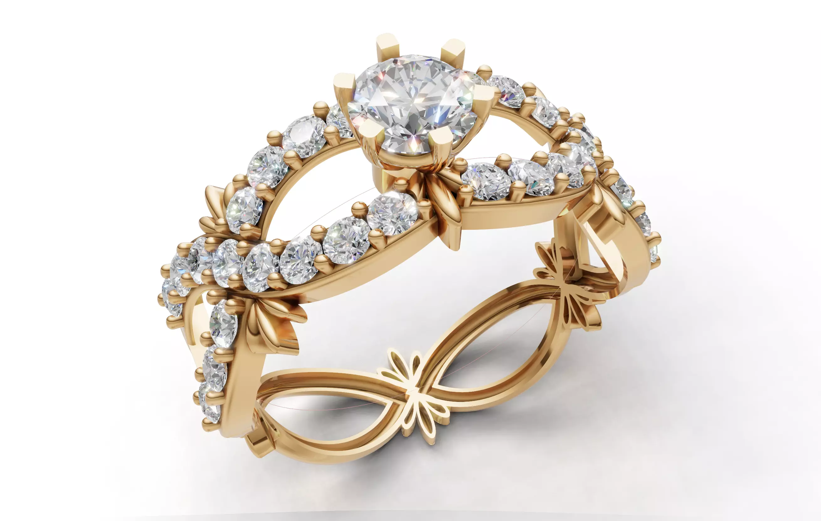 Nature Inspired Pave Ring CAD File for Printing 3D print model