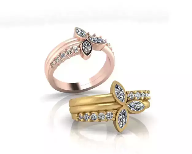 marquise flower jewelry ring