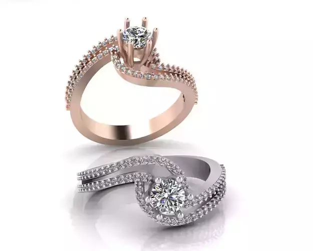 bypass solitaire pave setting jewelry ring