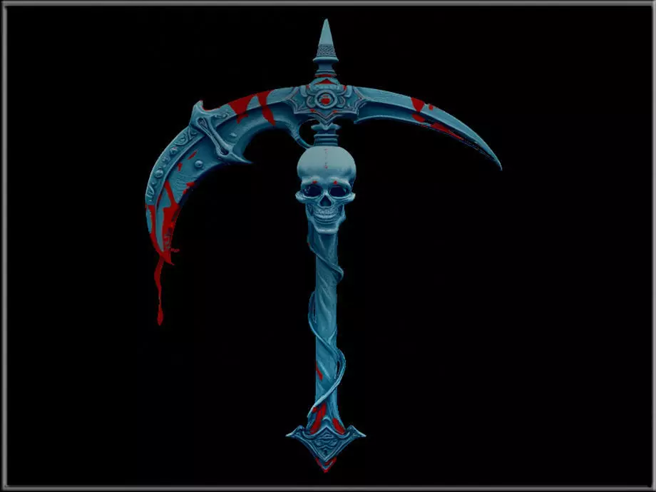 Grim Reaper Bloody Death Sickle Low-poly 3D model_0