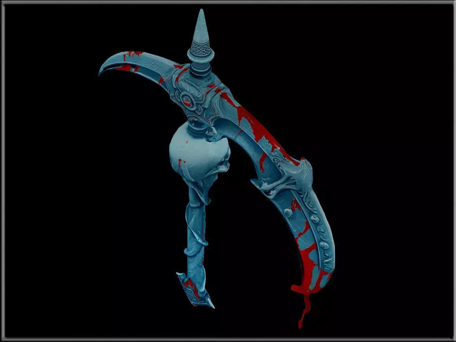 Grim Reaper Bloody Death Sickle Low-poly 3D model_2