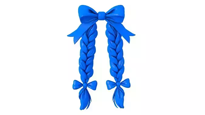 Braided Hair With Bows -braided hair - bows - bows stl 