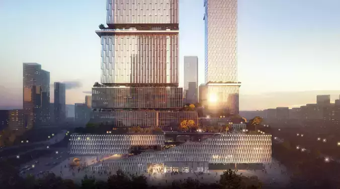 Sleek Twin Office Towers